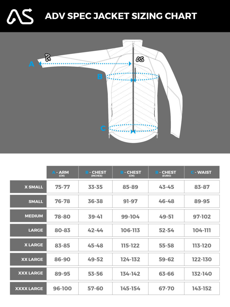 AS Clothing Sizing Chart JACKET - Slavens Racing