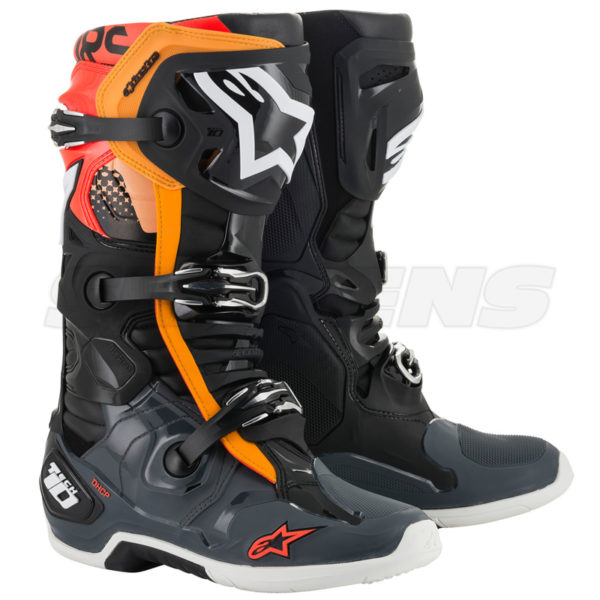 Tech 10 Boots - black, grey, orange, flo red