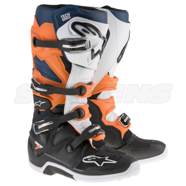Tech 7 MX Boots - black, orange, white, blue
