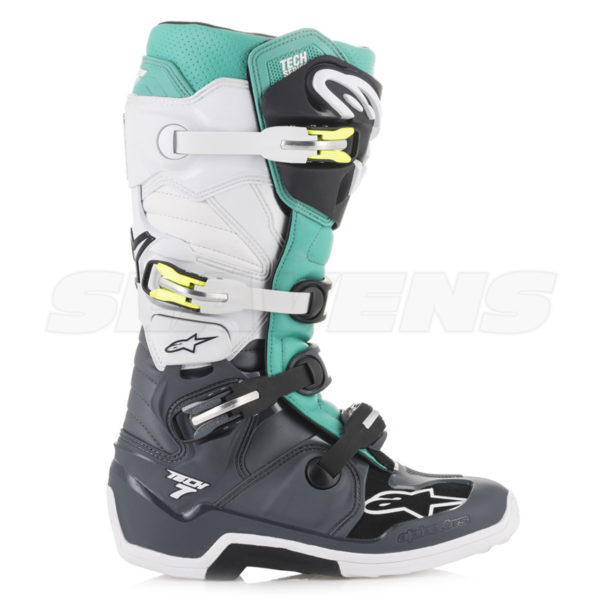 Tech 7 MX Boots - grey, teal, white