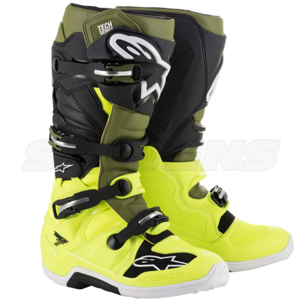 Tech 7 MX Boots - yellow, military green, black