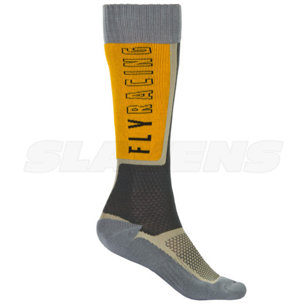 Fly MX Sock Thin - Black, Gray, Mustard
